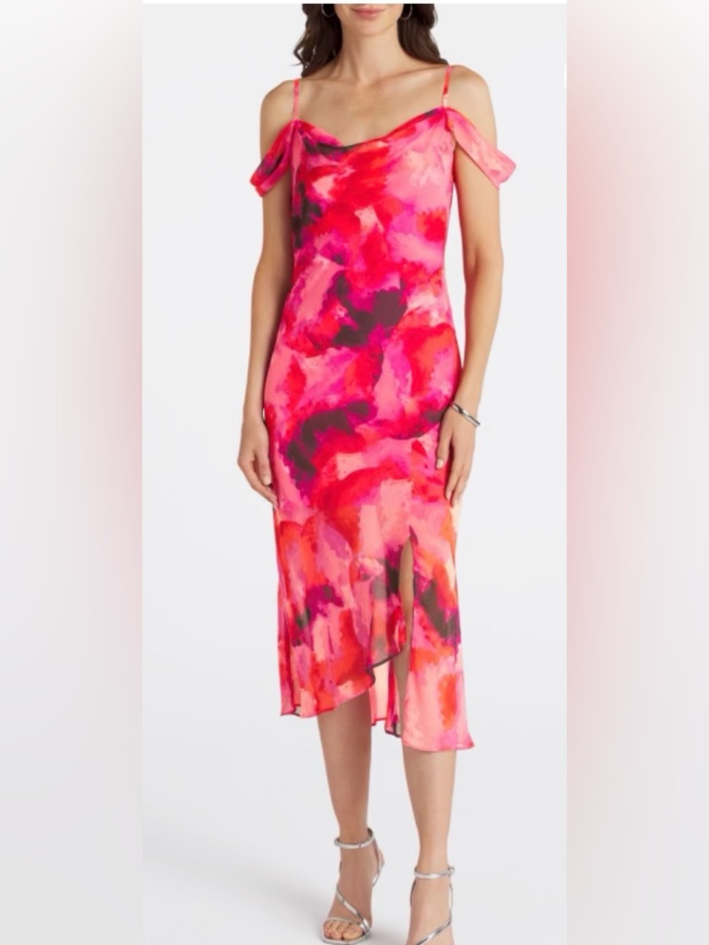 The General Good Solange Pink & Black Watercolor Maxi Dress
